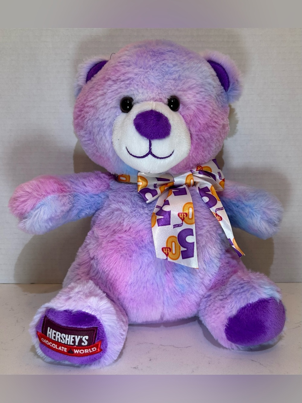 Hershey's Chocolate World 50th Anniversary Teddy Bear Pastel Tie Dye Plush 10"